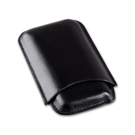 Cigarrenetui 3er Leder schwarz Corona 15 x 8 cm